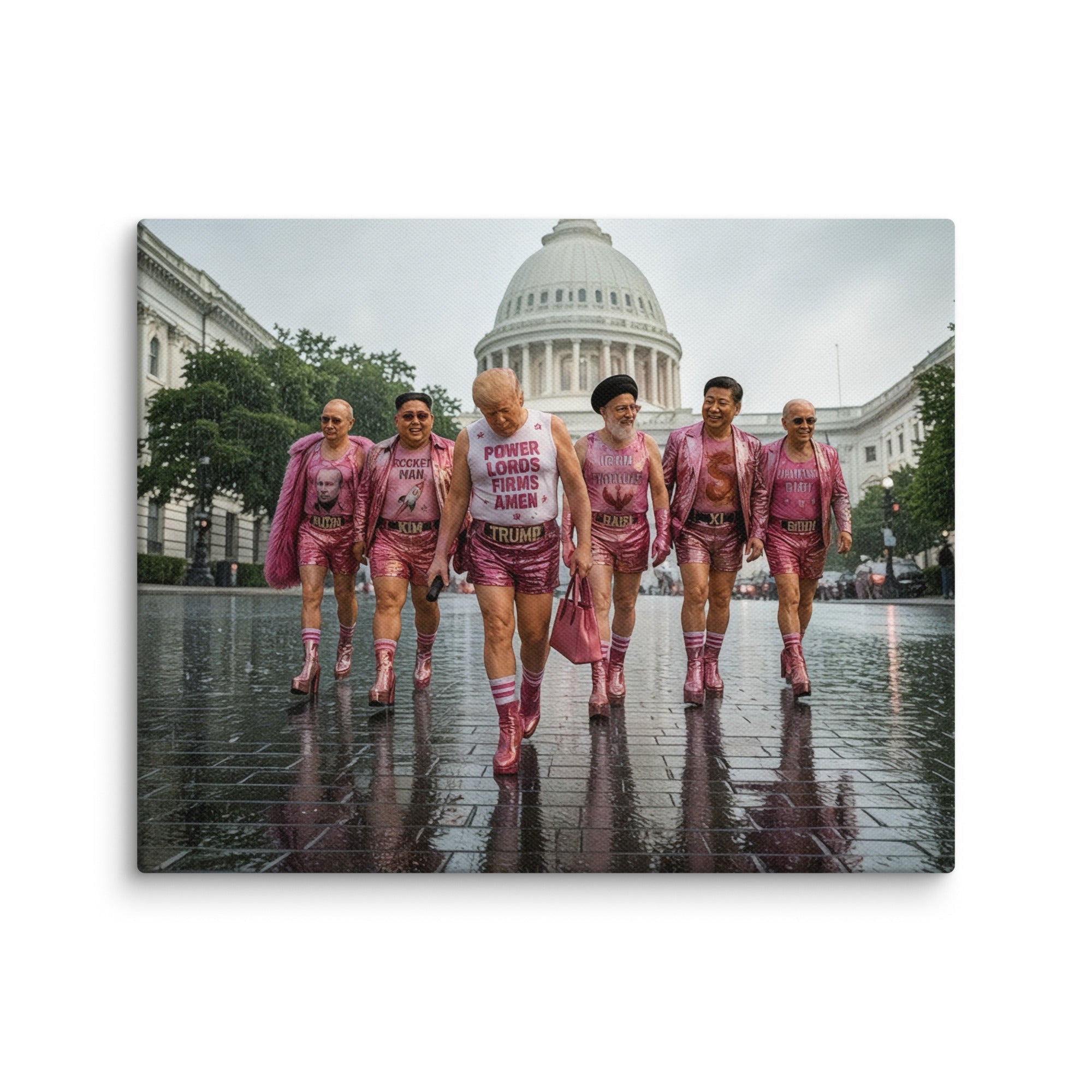 00. Pink World Order, Trump Surreal Political Pop Art Canvas Print - AETHERION GALLERY