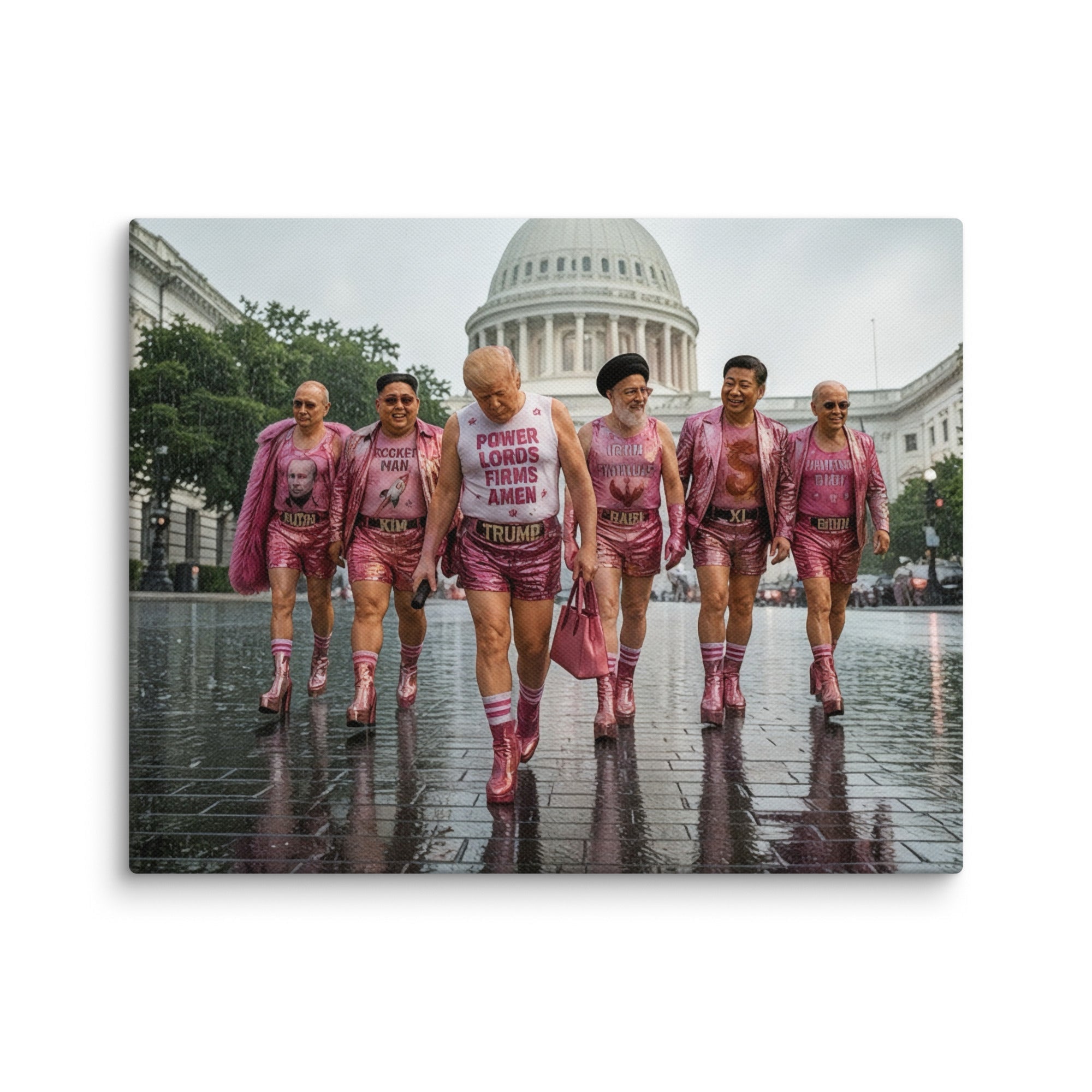 00. Pink World Order, Trump Surreal Political Pop Art Canvas Print - AETHERION GALLERY
