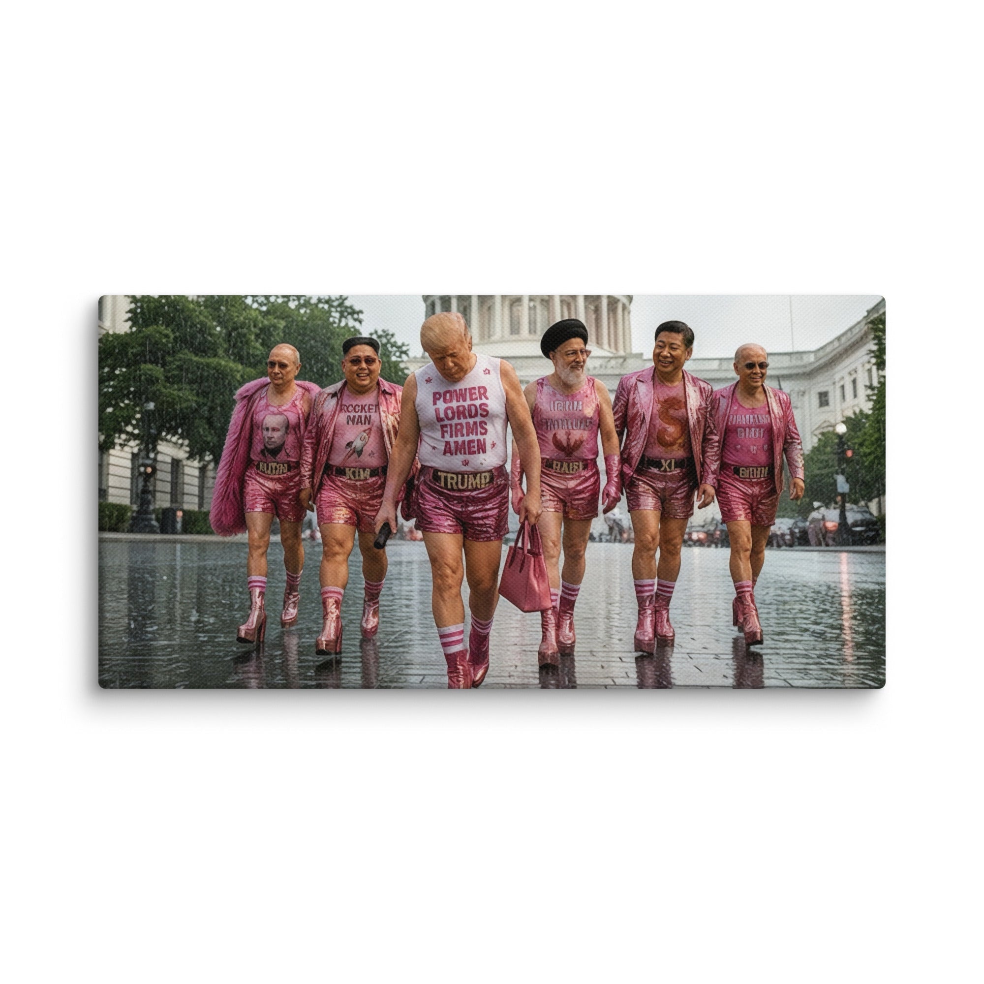 00. Pink World Order, Trump Surreal Political Pop Art Canvas Print - AETHERION GALLERY