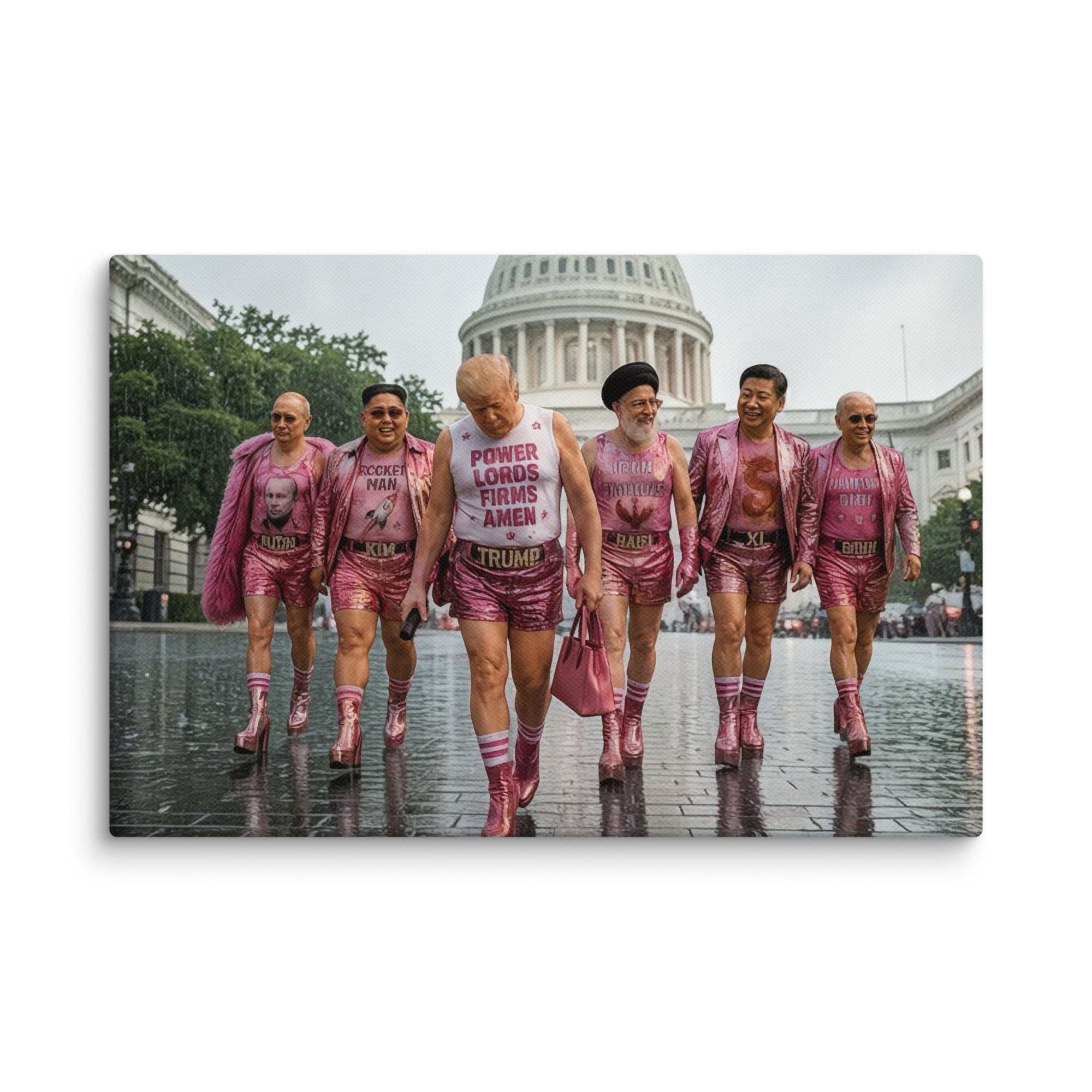 00. Pink World Order, Trump Surreal Political Pop Art Canvas Print - AETHERION GALLERY