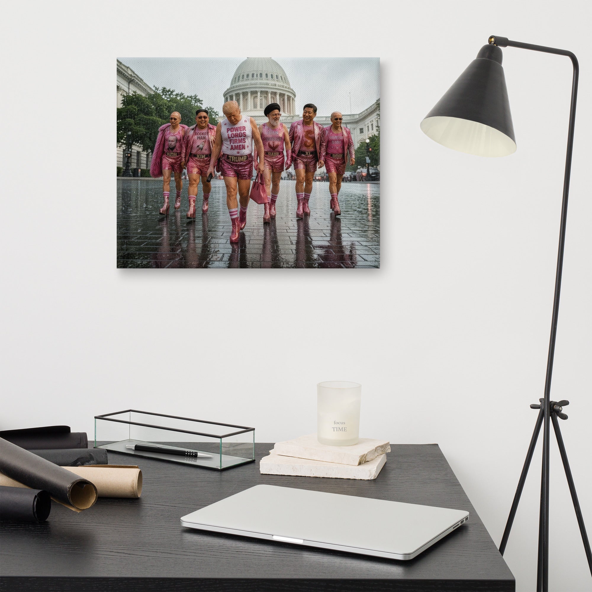 00. Pink World Order, Trump Surreal Political Pop Art Canvas Print - AETHERION GALLERY
