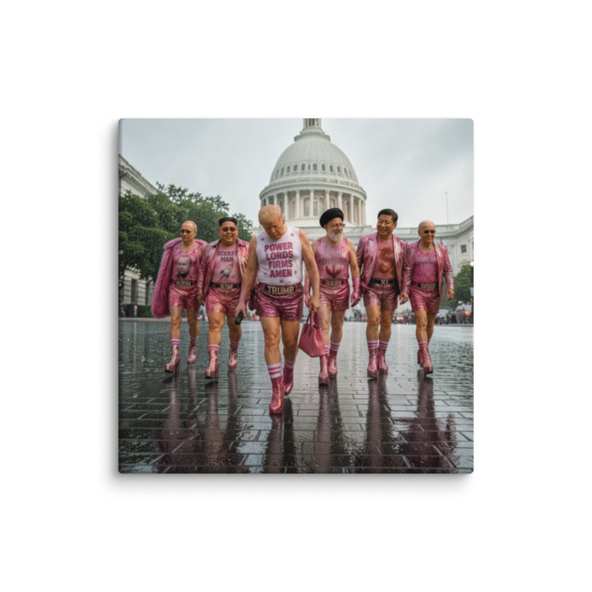 00. Pink World Order, Trump Surreal Political Pop Art Canvas Print - AETHERION GALLERY