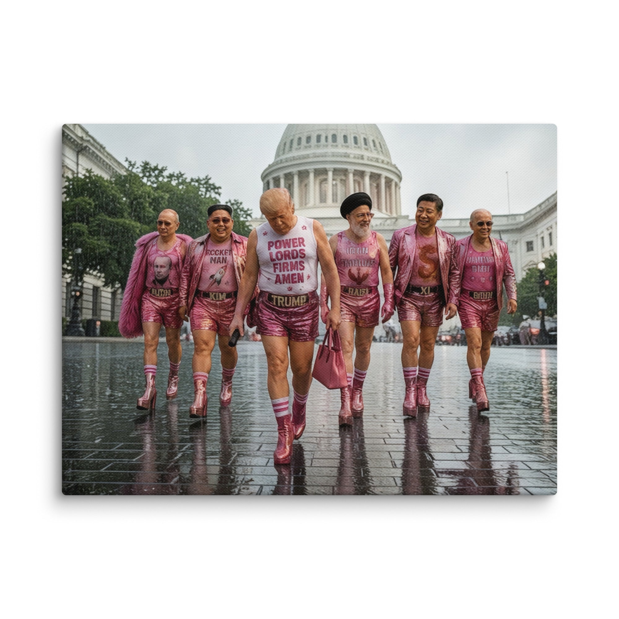 00. Pink World Order, Trump Surreal Political Pop Art Canvas Print - AETHERION GALLERY