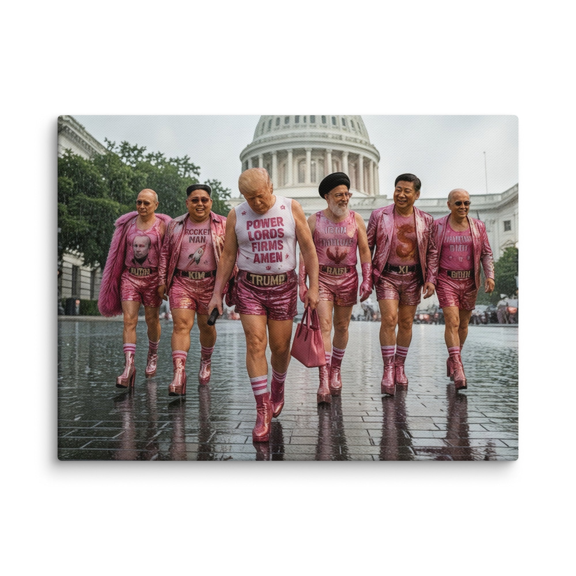 00. Pink World Order, Trump Surreal Political Pop Art Canvas Print - AETHERION GALLERY