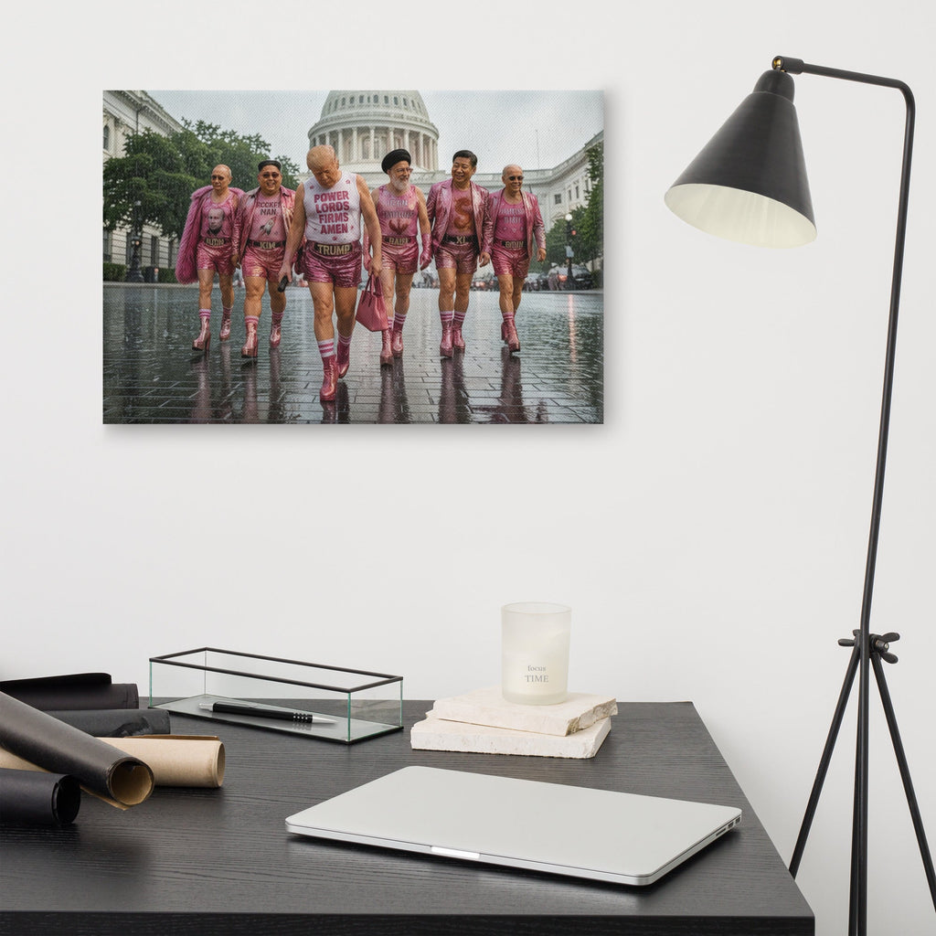 00. Pink World Order, Trump Surreal Political Pop Art Canvas Print - AETHERION GALLERY