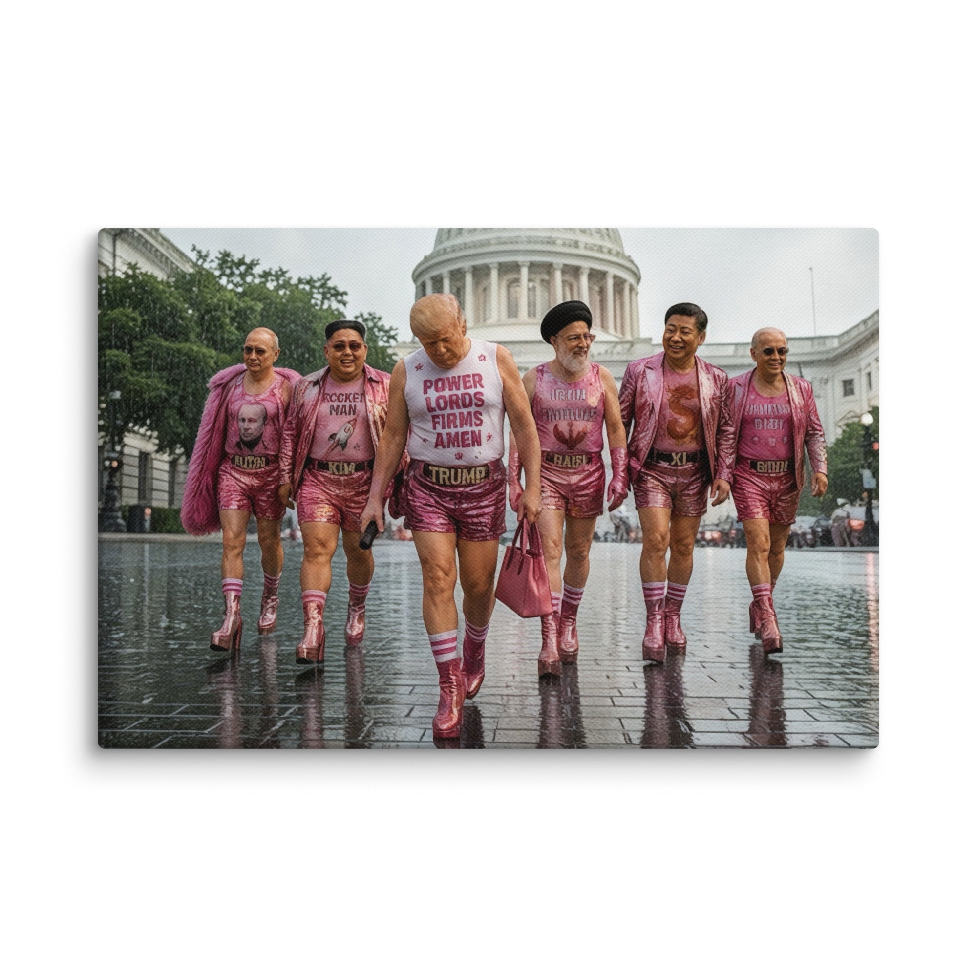 00. Pink World Order, Trump Surreal Political Pop Art Canvas Print - AETHERION GALLERY