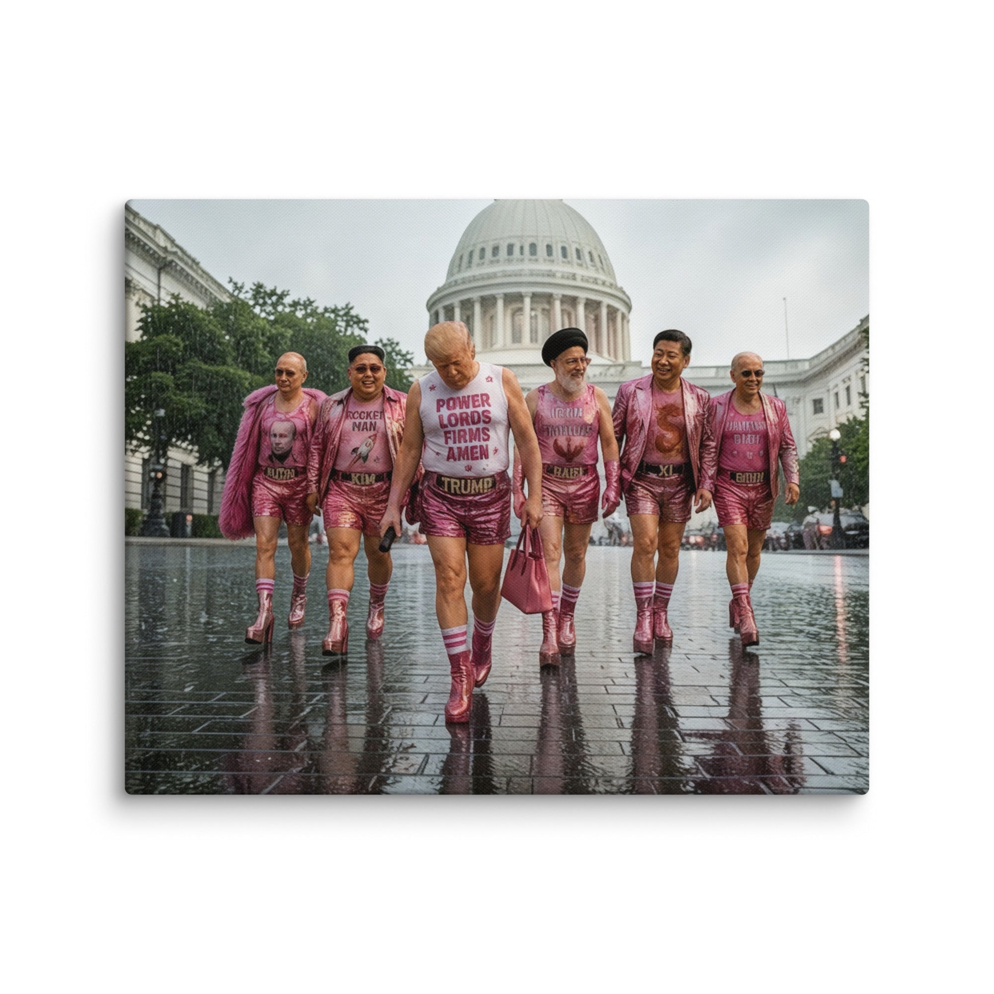 00. Pink World Order, Trump Surreal Political Pop Art Canvas Print - AETHERION GALLERY