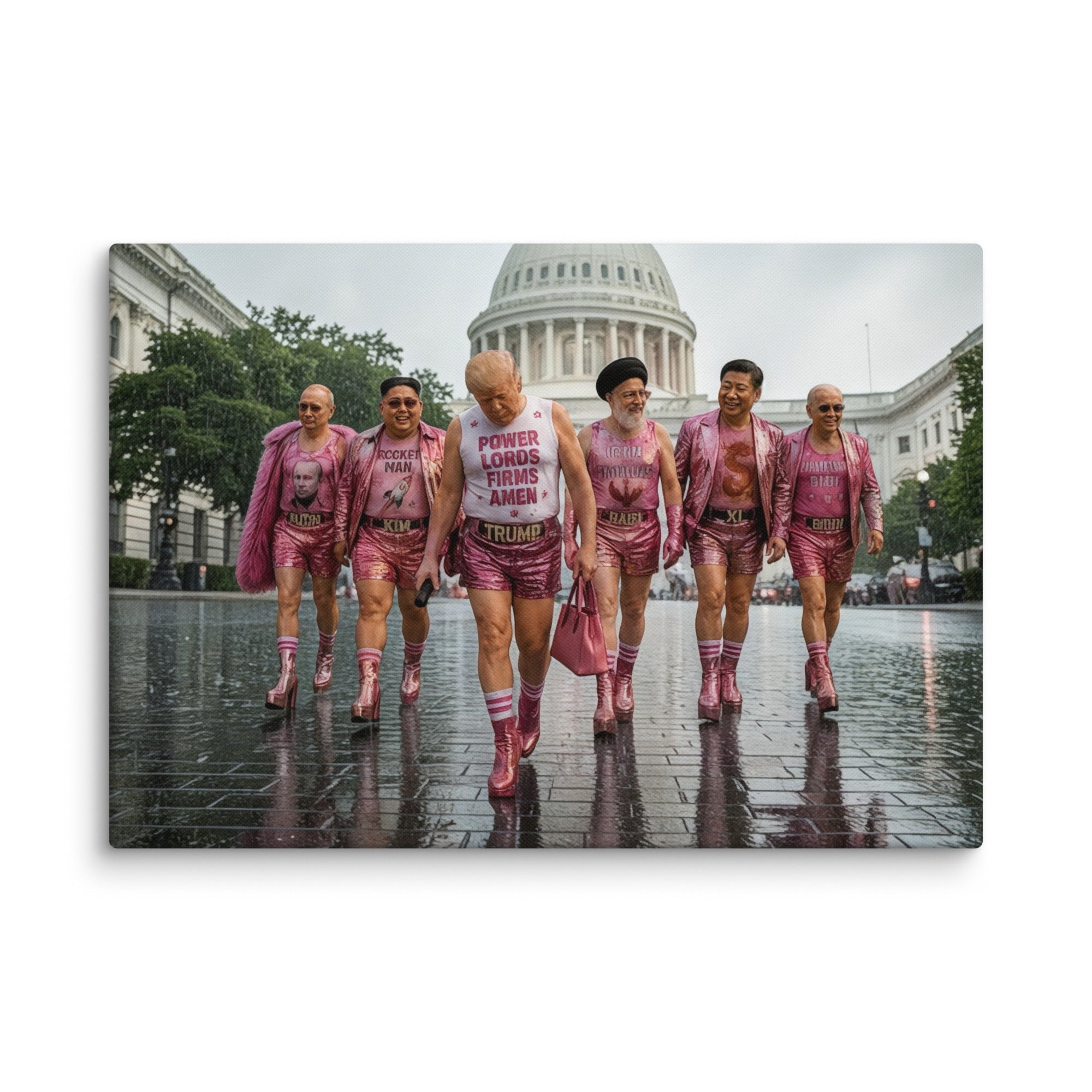 00. Pink World Order, Trump Surreal Political Pop Art Canvas Print - AETHERION GALLERY
