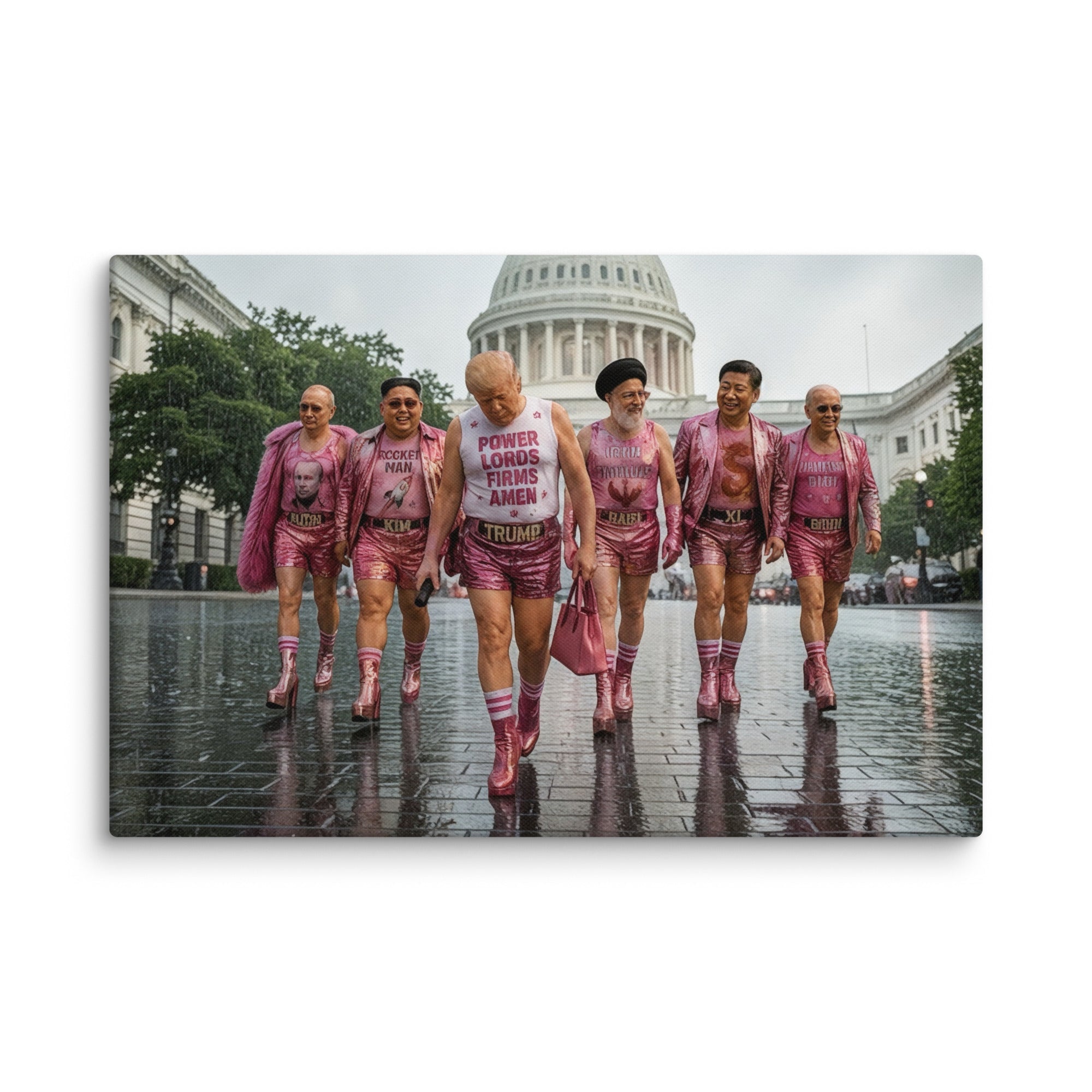00. Pink World Order, Trump Surreal Political Pop Art Canvas Print - AETHERION GALLERY