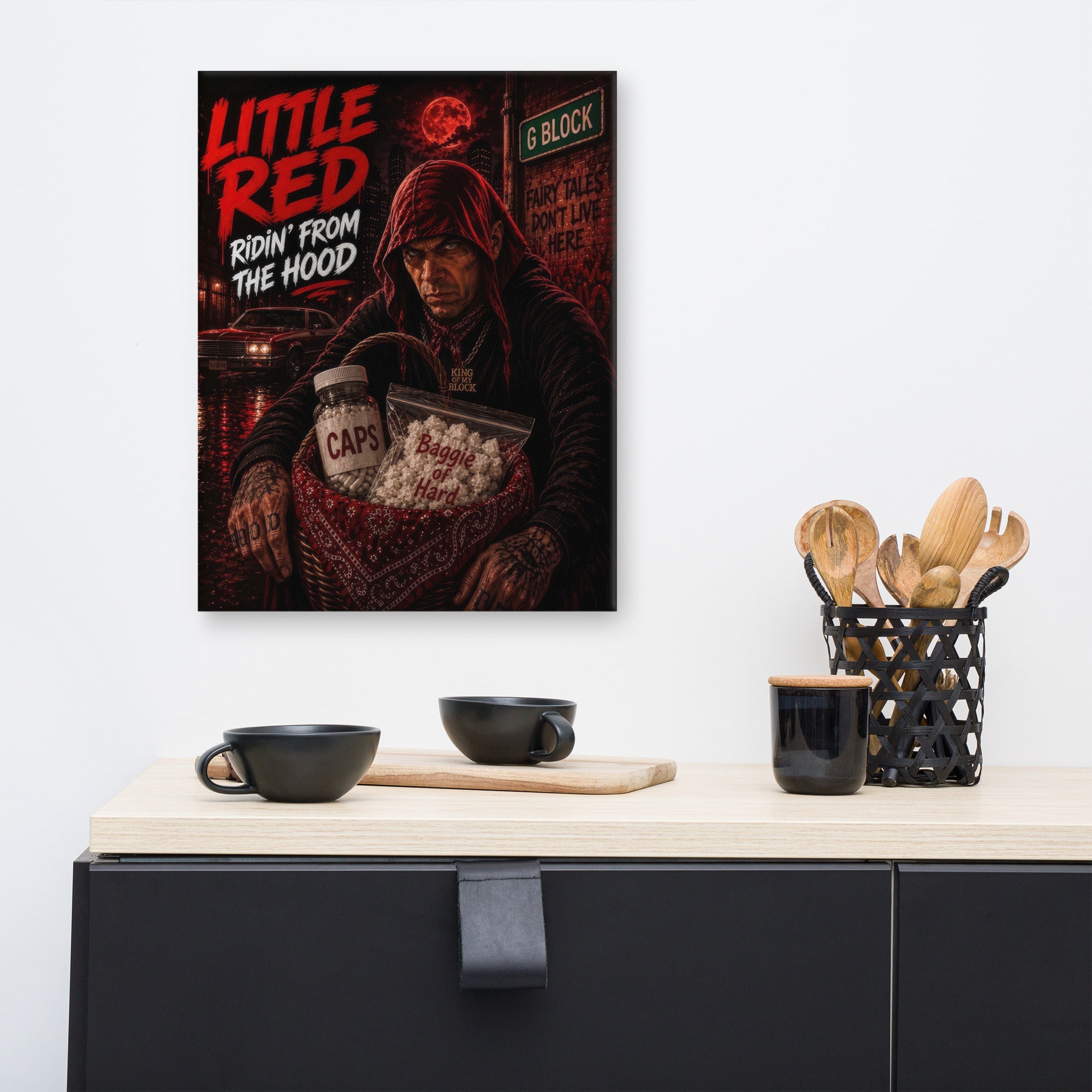 1a. Little Red Ridin’ From the Hood Canvas - AETHERION GALLERY