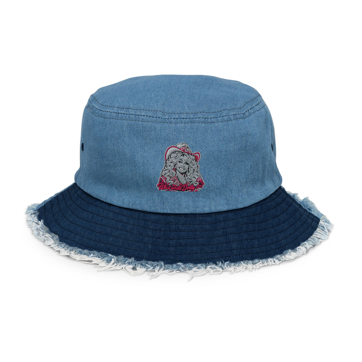 Dolly Parton Distressed denim bucket hat - AETHERION GALLERY