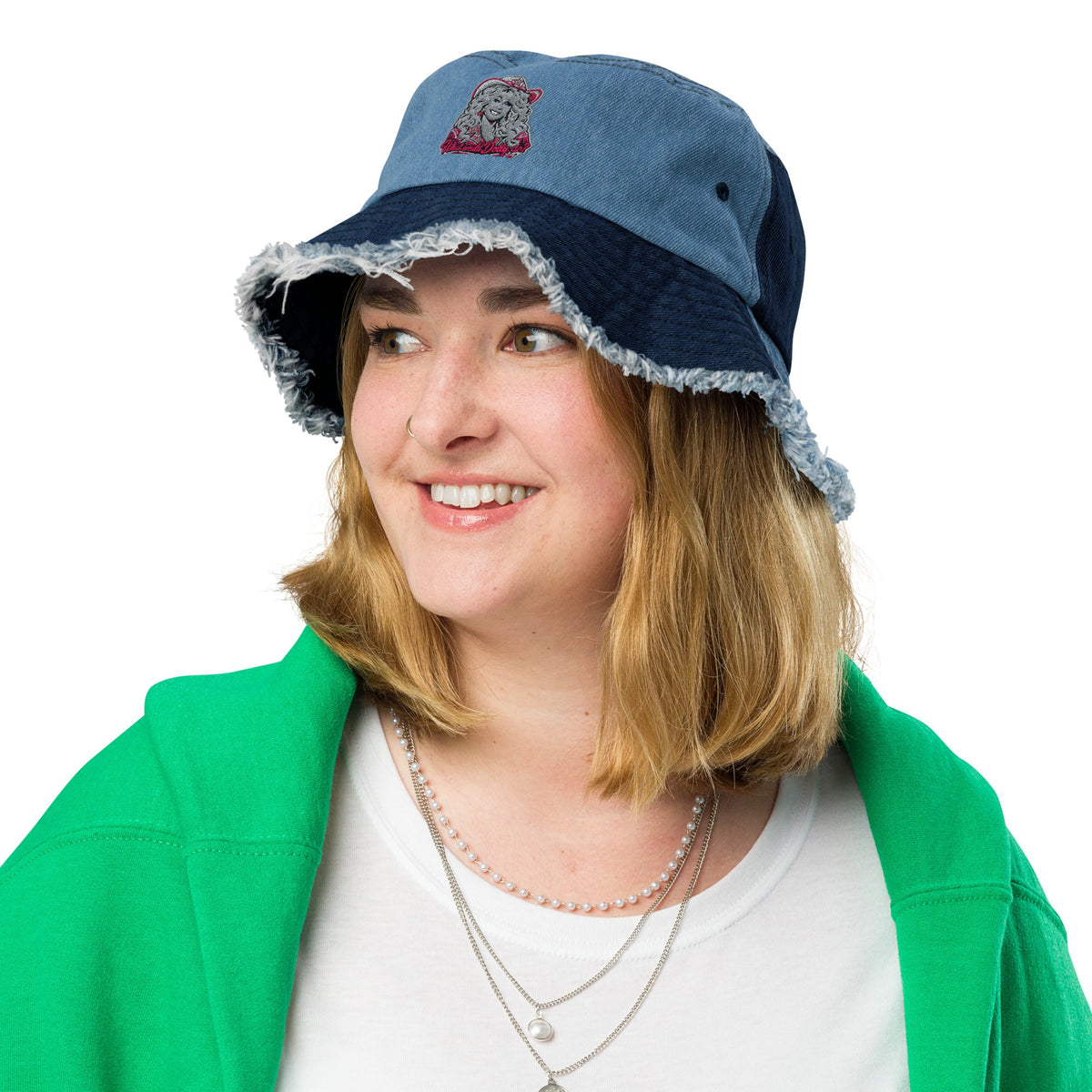 Dolly Parton Distressed denim bucket hat - AETHERION GALLERY