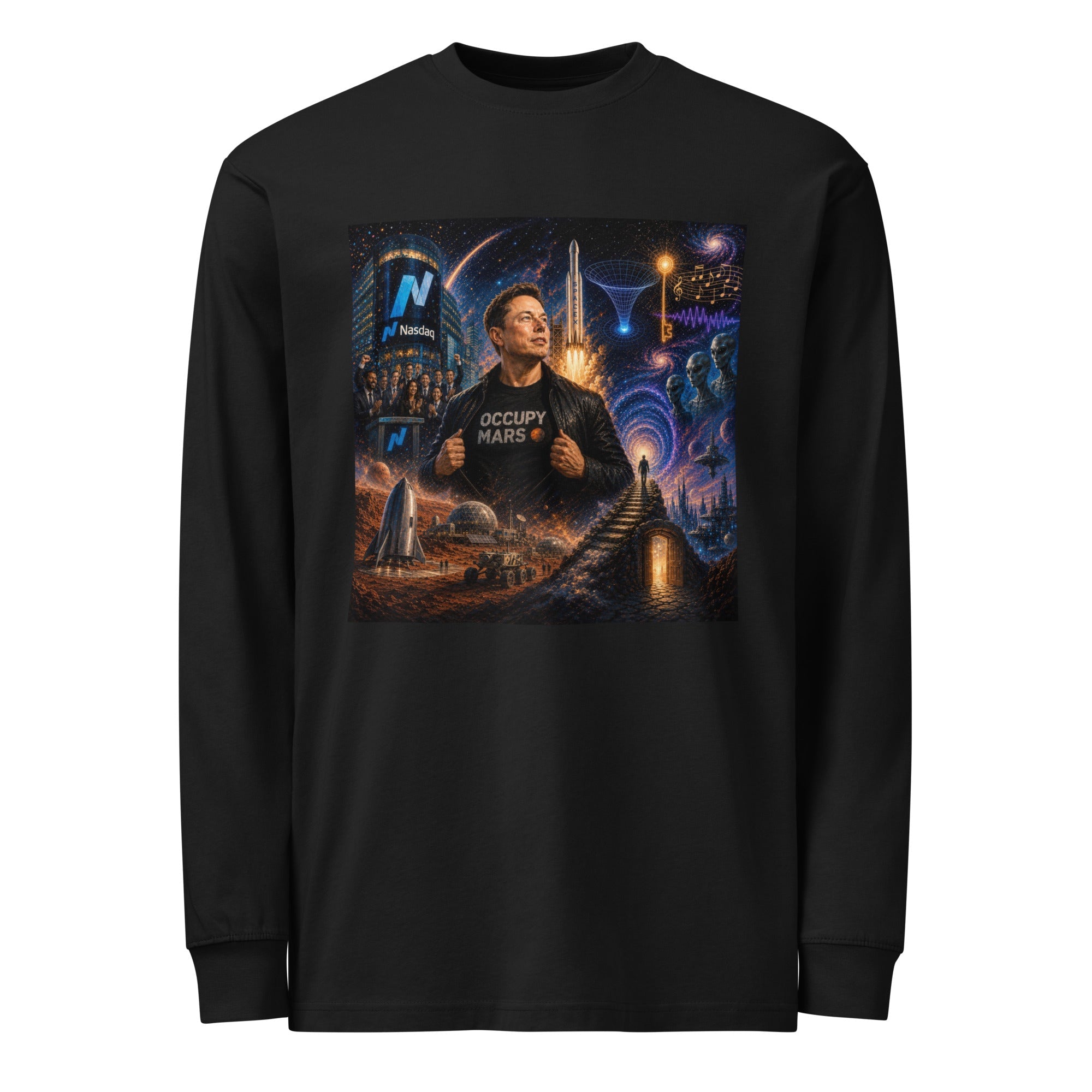 Elon Musk Occupy Mars Visionary Long-Sleeve Shirt - AETHERION GALLERY